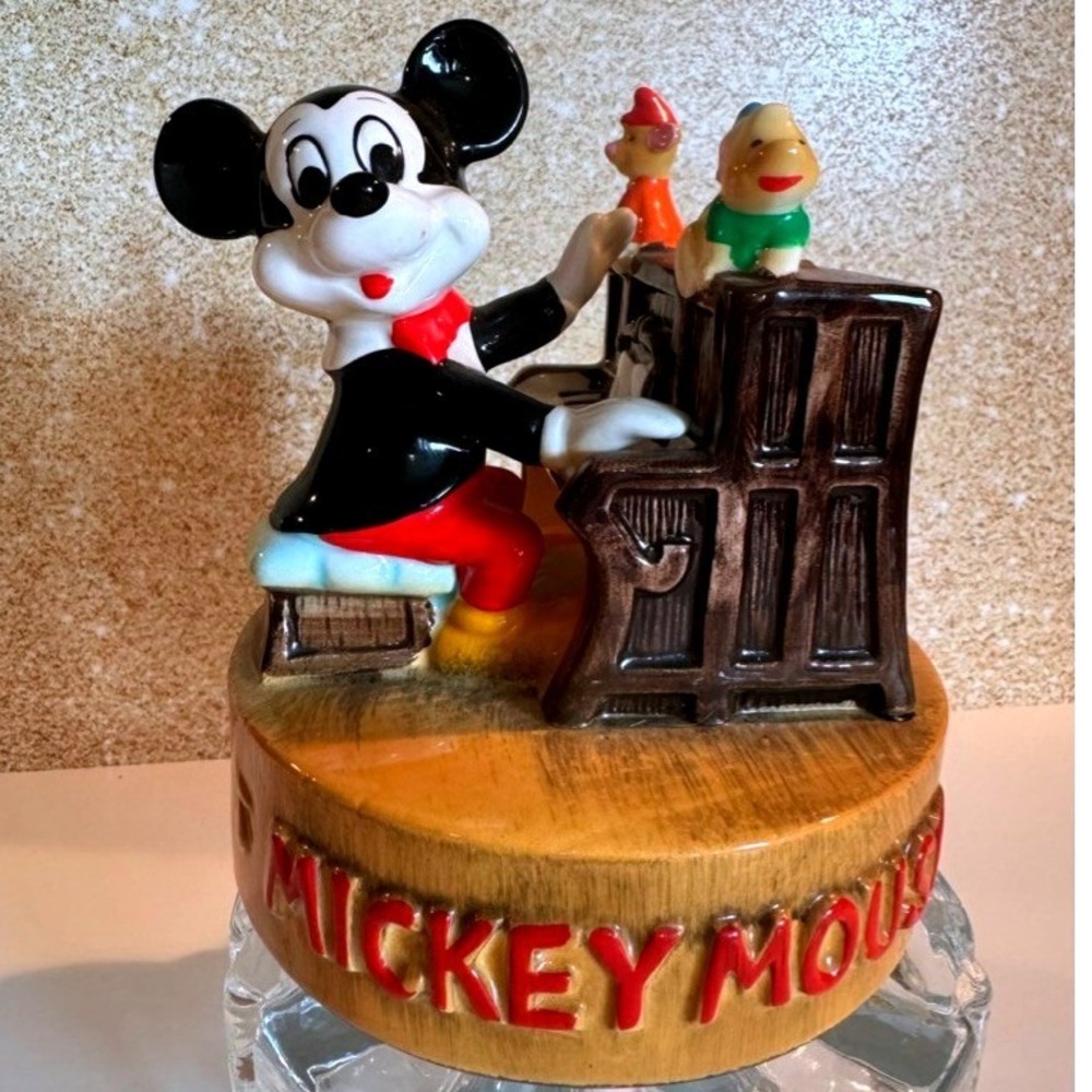 Vintage Disney Mickey Mouse Music Box Japan Piano Figurine